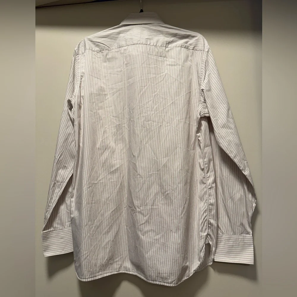 Ermenegildo Zegna White and Gray Striped Dress Shirt Size 16 - Picture 3 of 6
